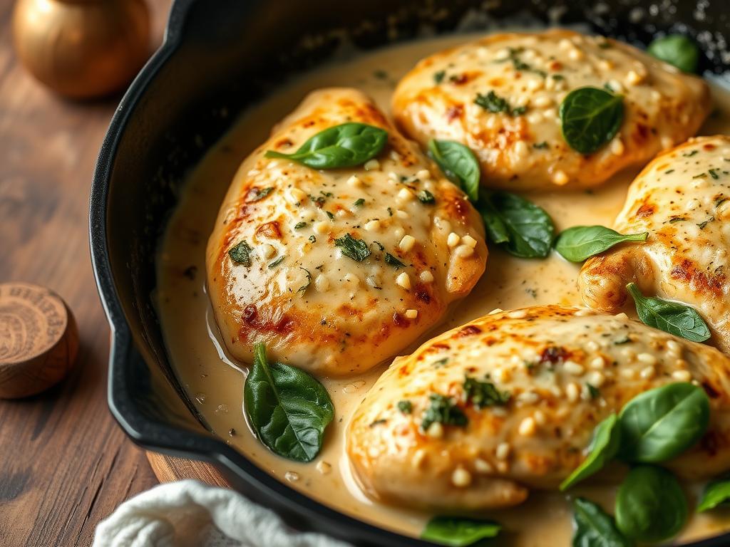 Creamy Garlic Skillet Chicken with Spinach